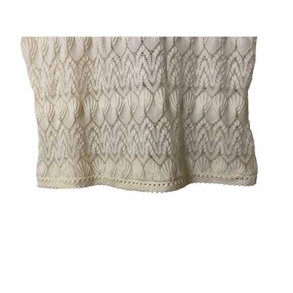Vintage Pariseanne knitwear lace cream tank‎ top Sz M based on PTP 18" - Picture 6 of 8